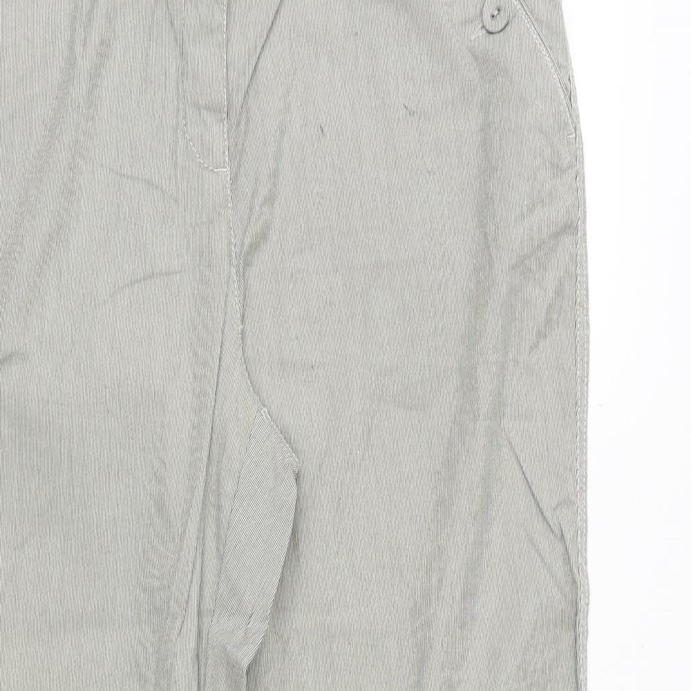 Marks and Spencer Womens Grey Cotton Cropped Trousers Size 12 Regular Zip