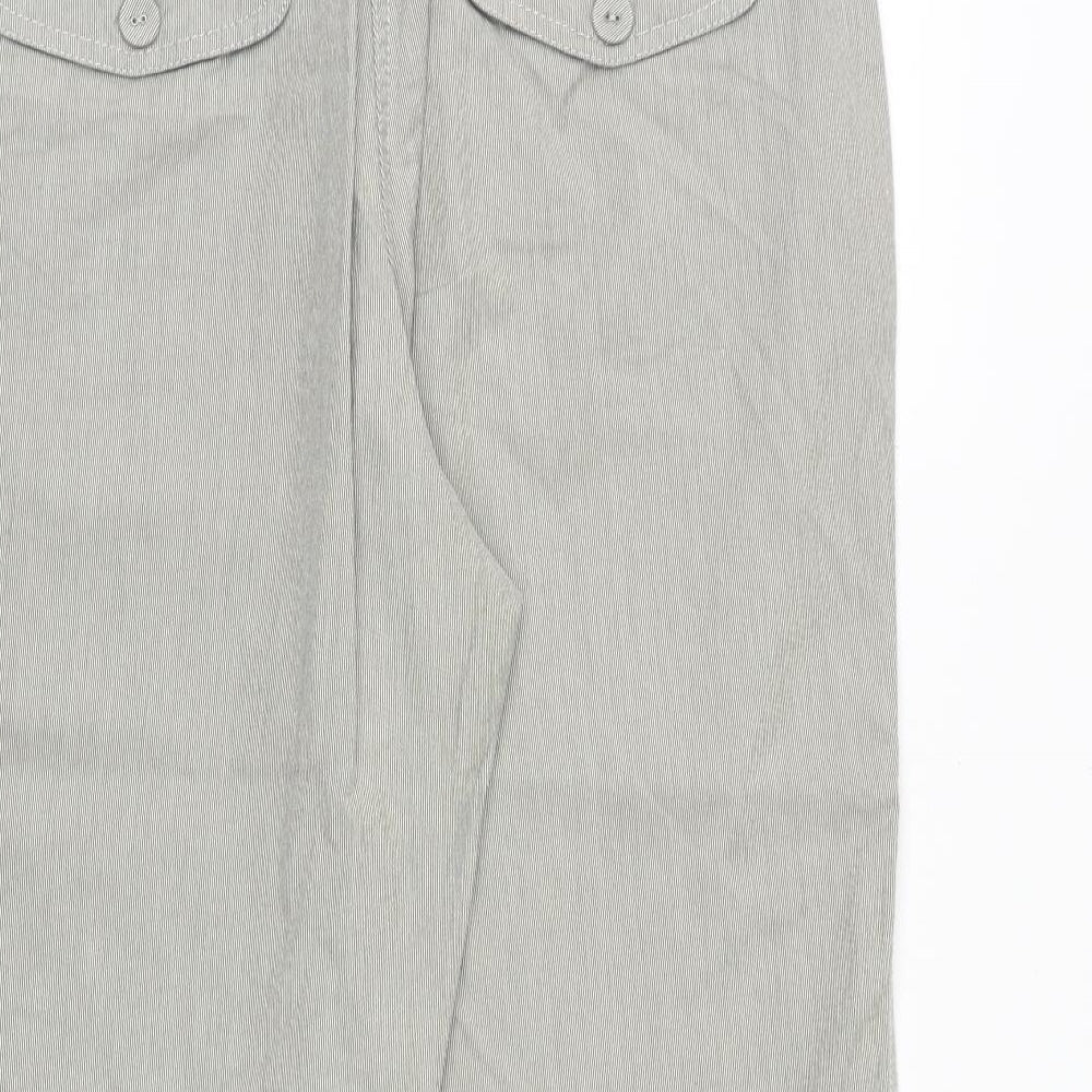 Marks and Spencer Womens Grey Cotton Cropped Trousers Size 12 Regular Zip