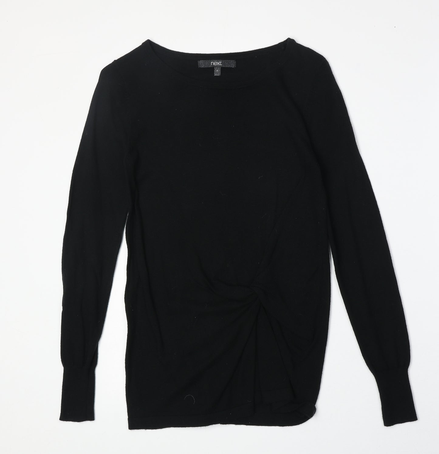 NEXT Womens Black Boat Neck Cotton Pullover Jumper Size 6 - Twist Detail