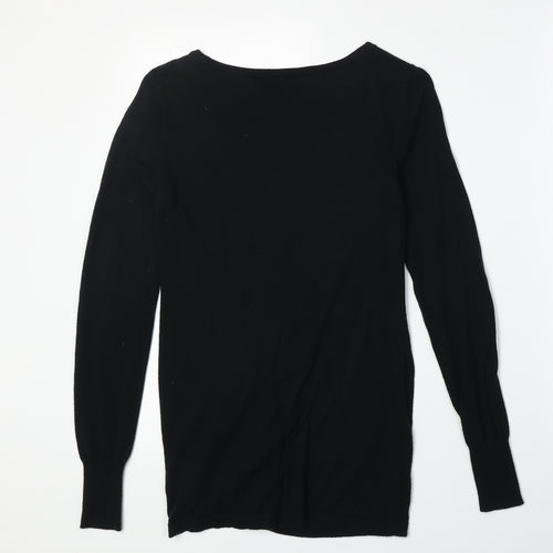 NEXT Womens Black Boat Neck Cotton Pullover Jumper Size 6 - Twist Detail