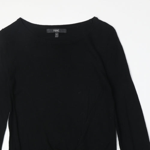 NEXT Womens Black Boat Neck Cotton Pullover Jumper Size 6 - Twist Detail