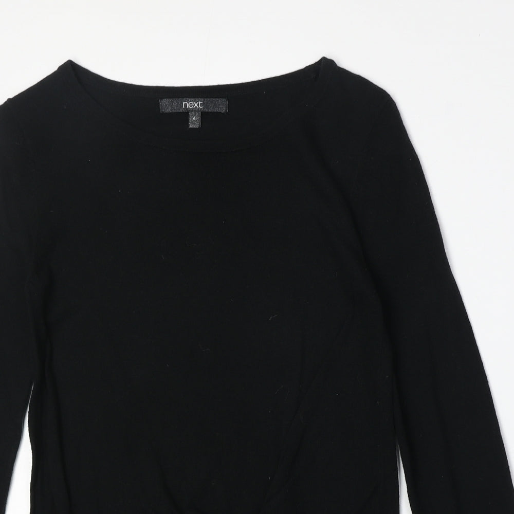 NEXT Womens Black Boat Neck Cotton Pullover Jumper Size 6 - Twist Detail