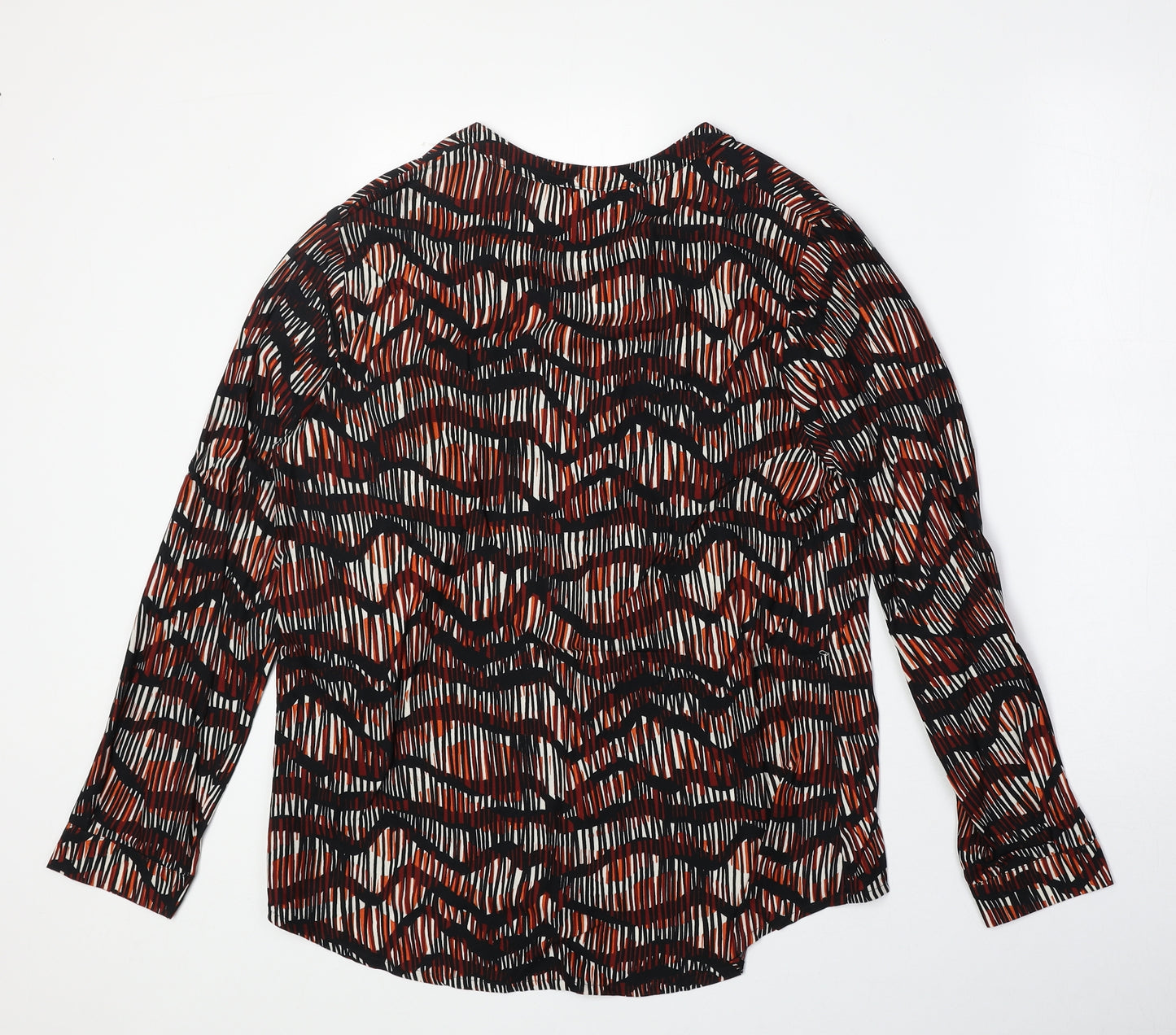 Papaya Womens Black Geometric Viscose Basic Blouse Size 12 V-Neck