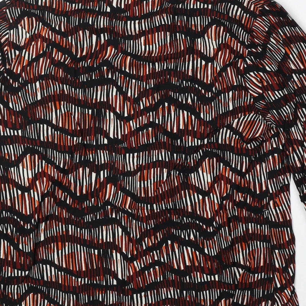 Papaya Womens Black Geometric Viscose Basic Blouse Size 12 V-Neck