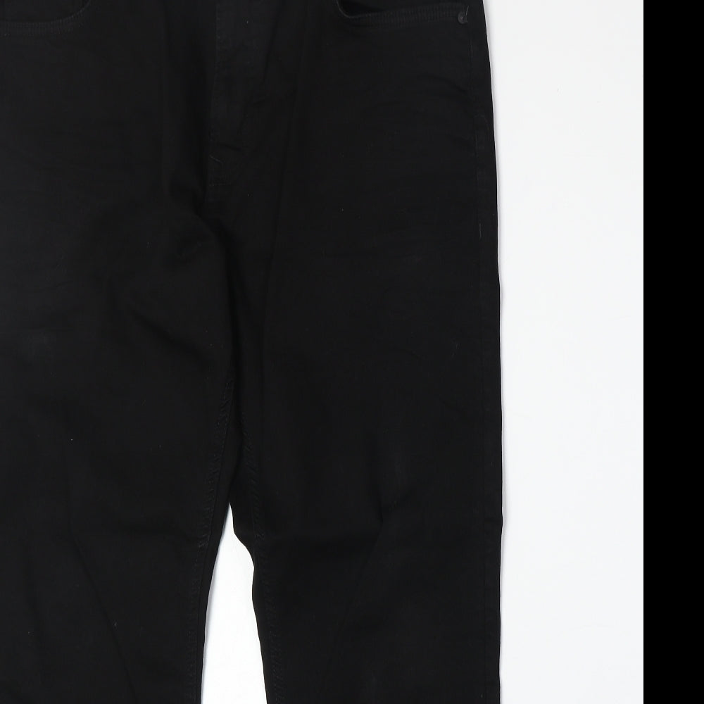 Matalan Mens Black Cotton Straight Jeans Size 36 in Regular Zip