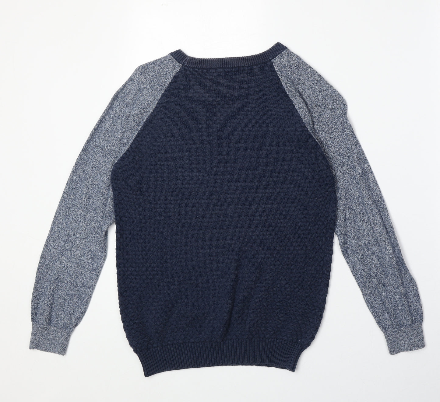 George Boys Blue Round Neck Geometric 100% Cotton Pullover Jumper Size 9-10 Years Pullover