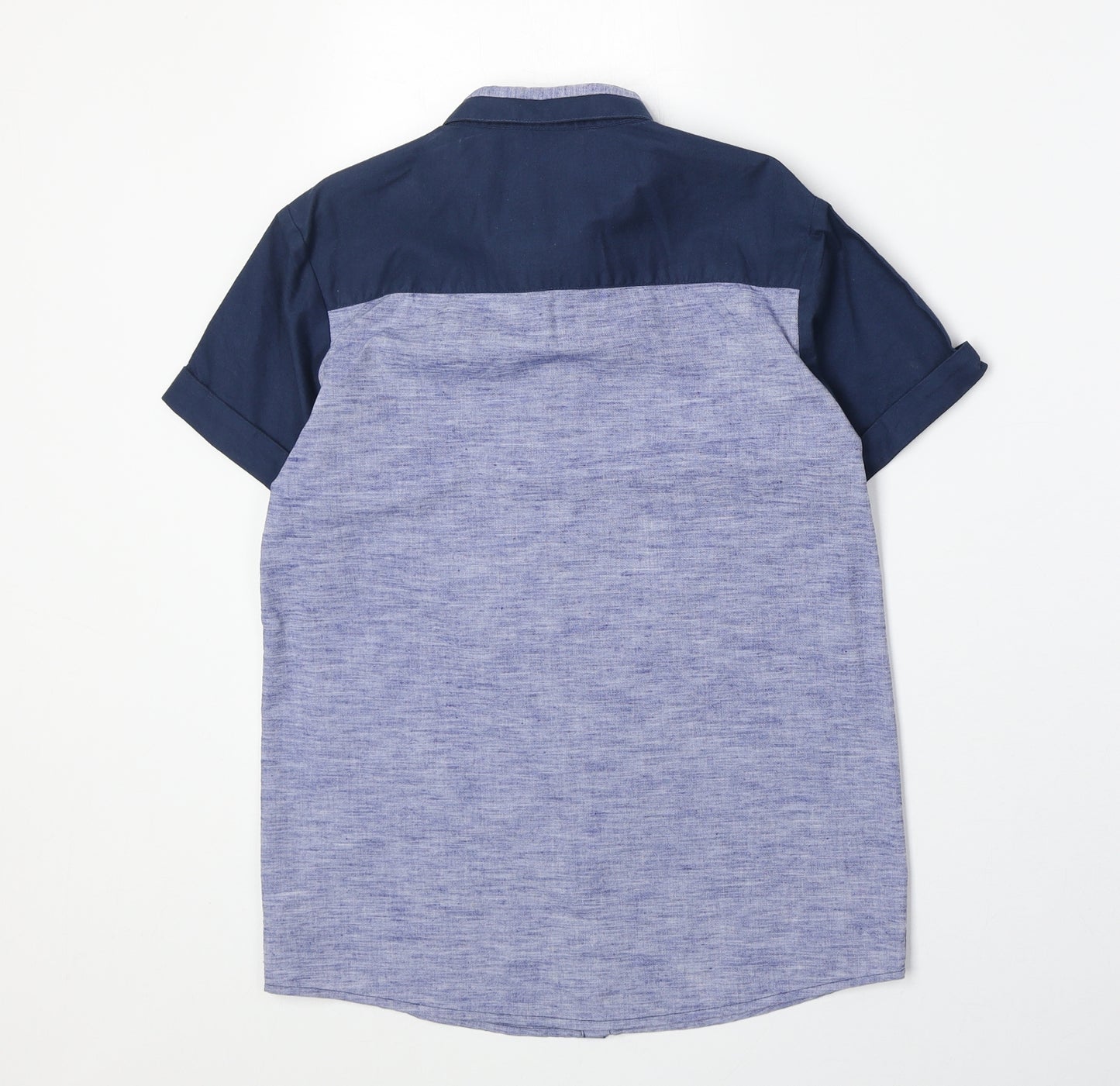 NEXT Boys Blue Cotton Basic Button-Up Size 11 Years Collared Snap