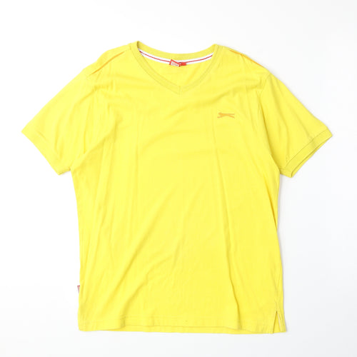 Slazenger Boys Yellow Polyester Basic T-Shirt Size 13 Years V-Neck Pullover