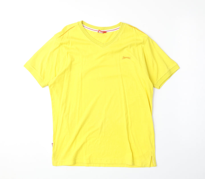 Slazenger Boys Yellow Polyester Basic T-Shirt Size 13 Years V-Neck Pullover