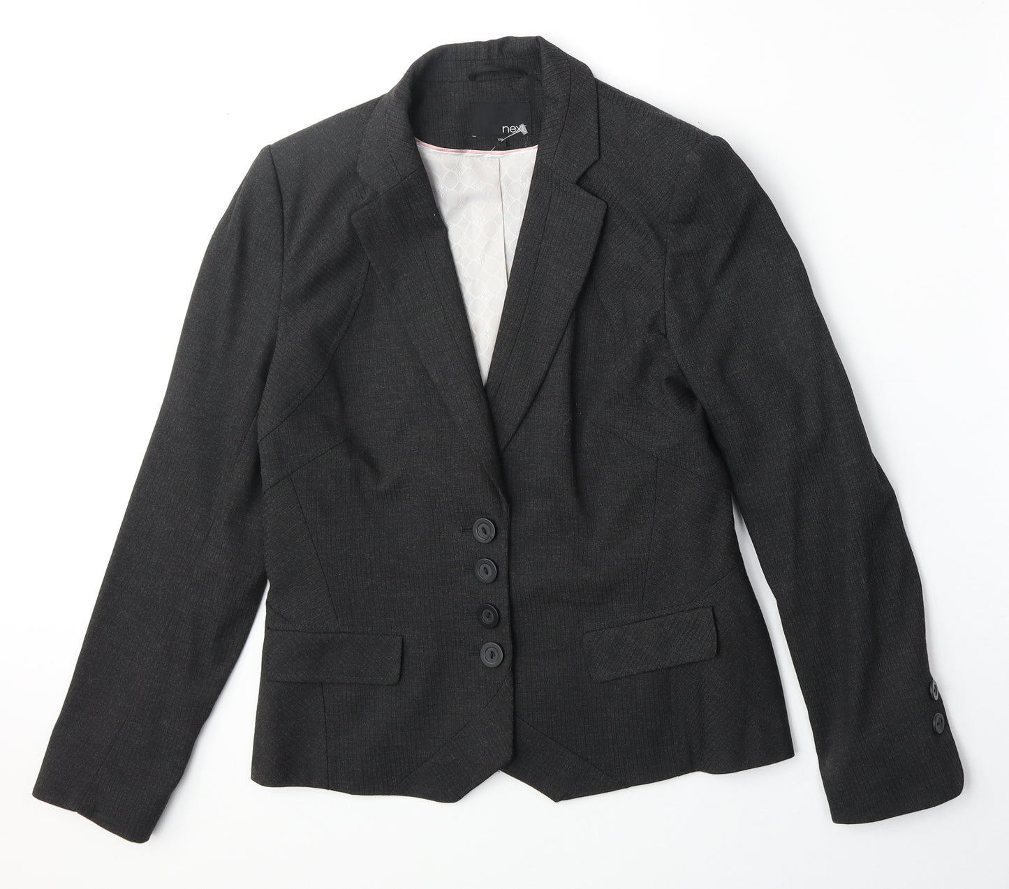 NEXT Womens Grey Polyester Jacket Suit Jacket Size 12