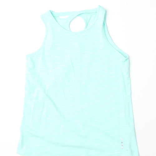 Souluxe Girls Blue Polyester Basic Tank Size 12-13 Years Round Neck Pullover