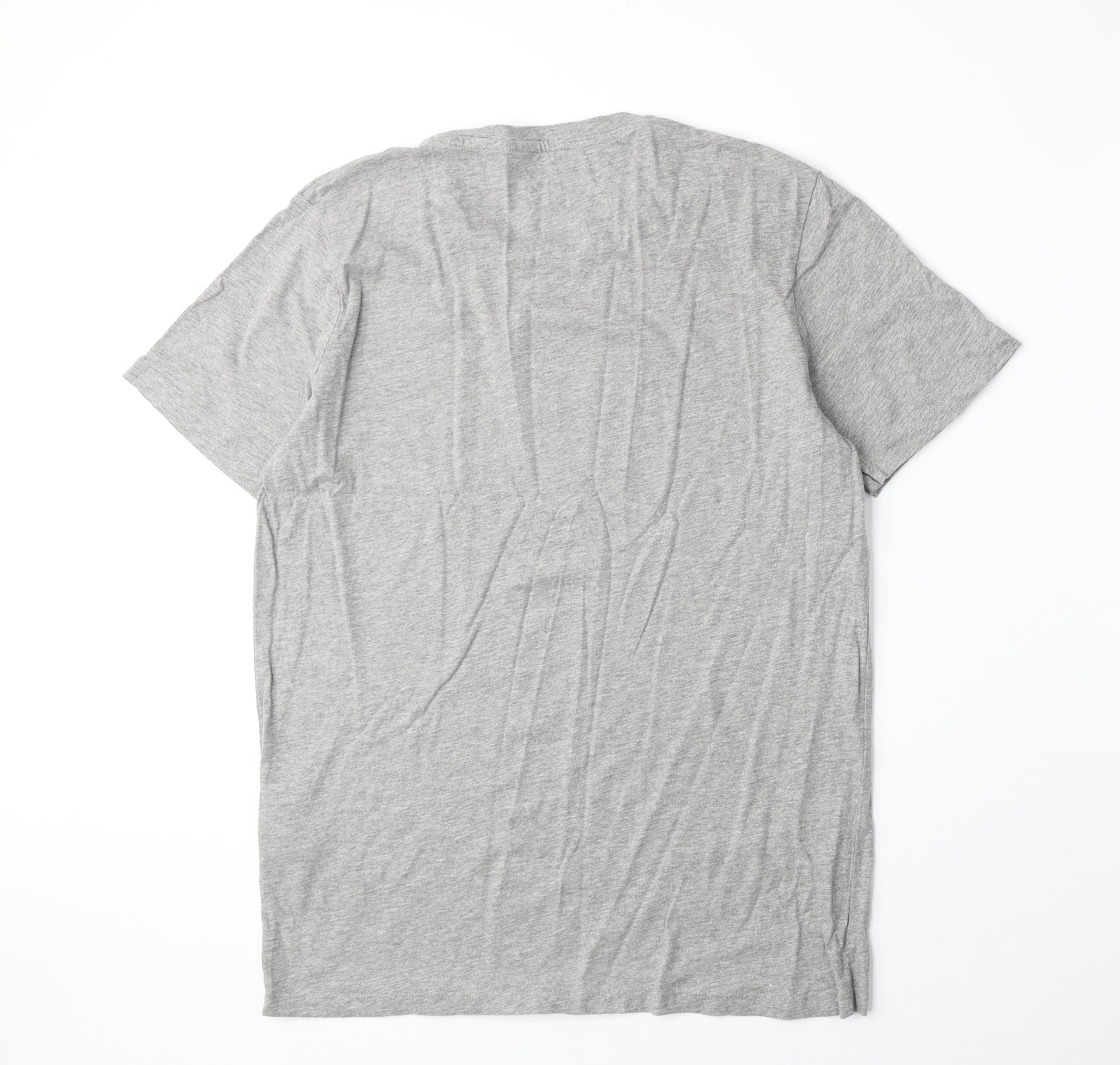 JACK & JONES Mens Grey Cotton T-Shirt Size L Round Neck