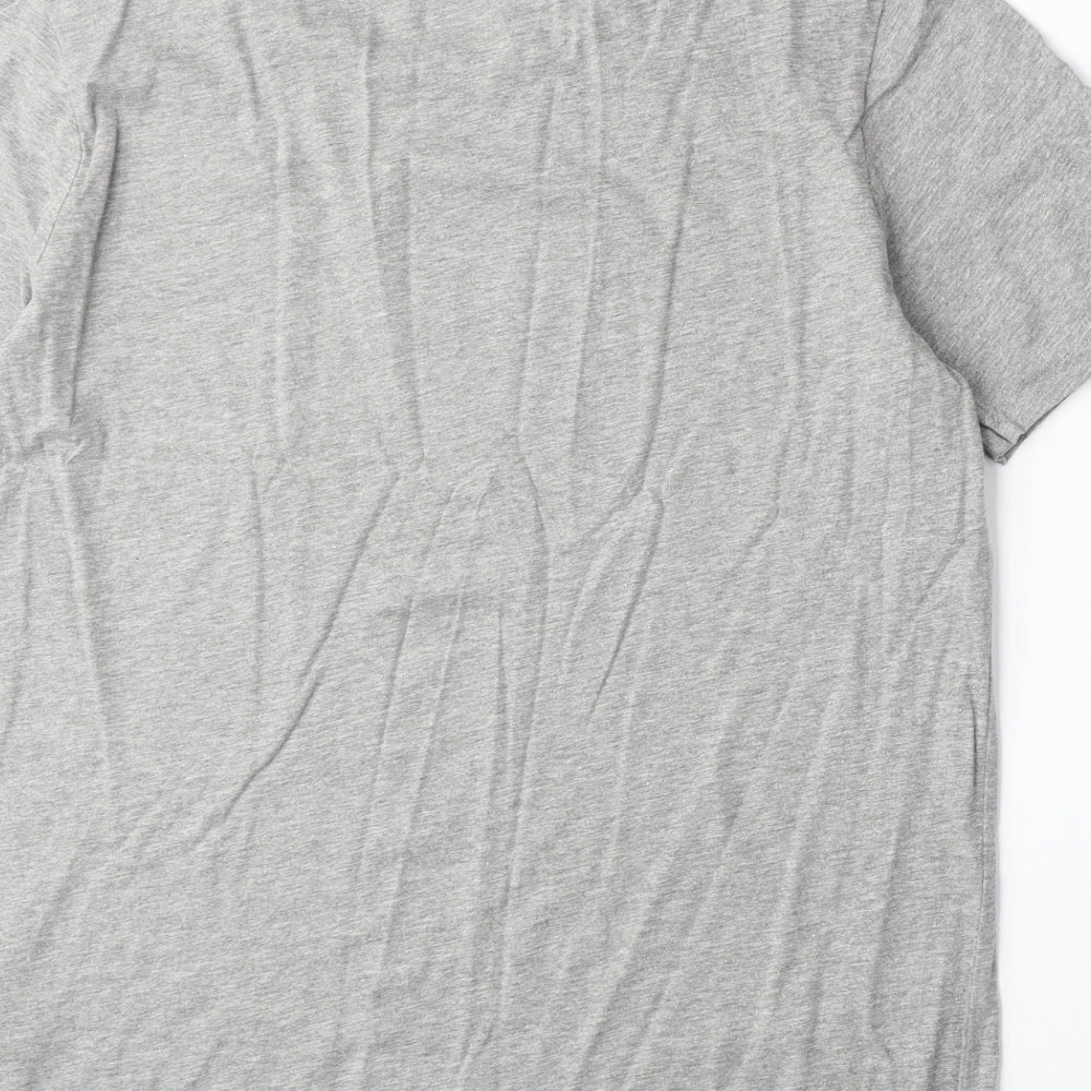 JACK & JONES Mens Grey Cotton T-Shirt Size L Round Neck