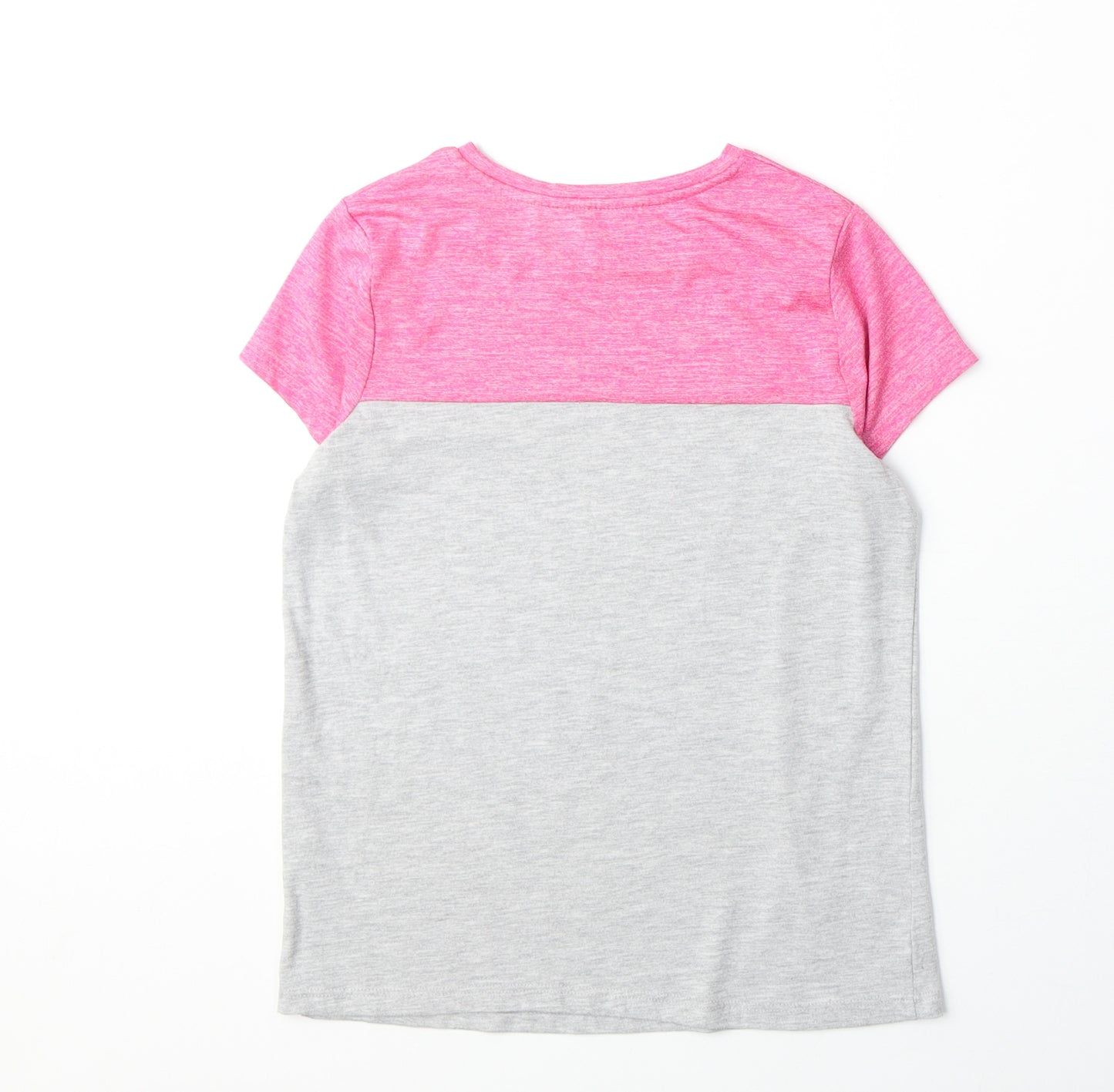 George Girls Grey Polyester Basic T-Shirt Size 10-11 Years Round Neck Pullover - New York