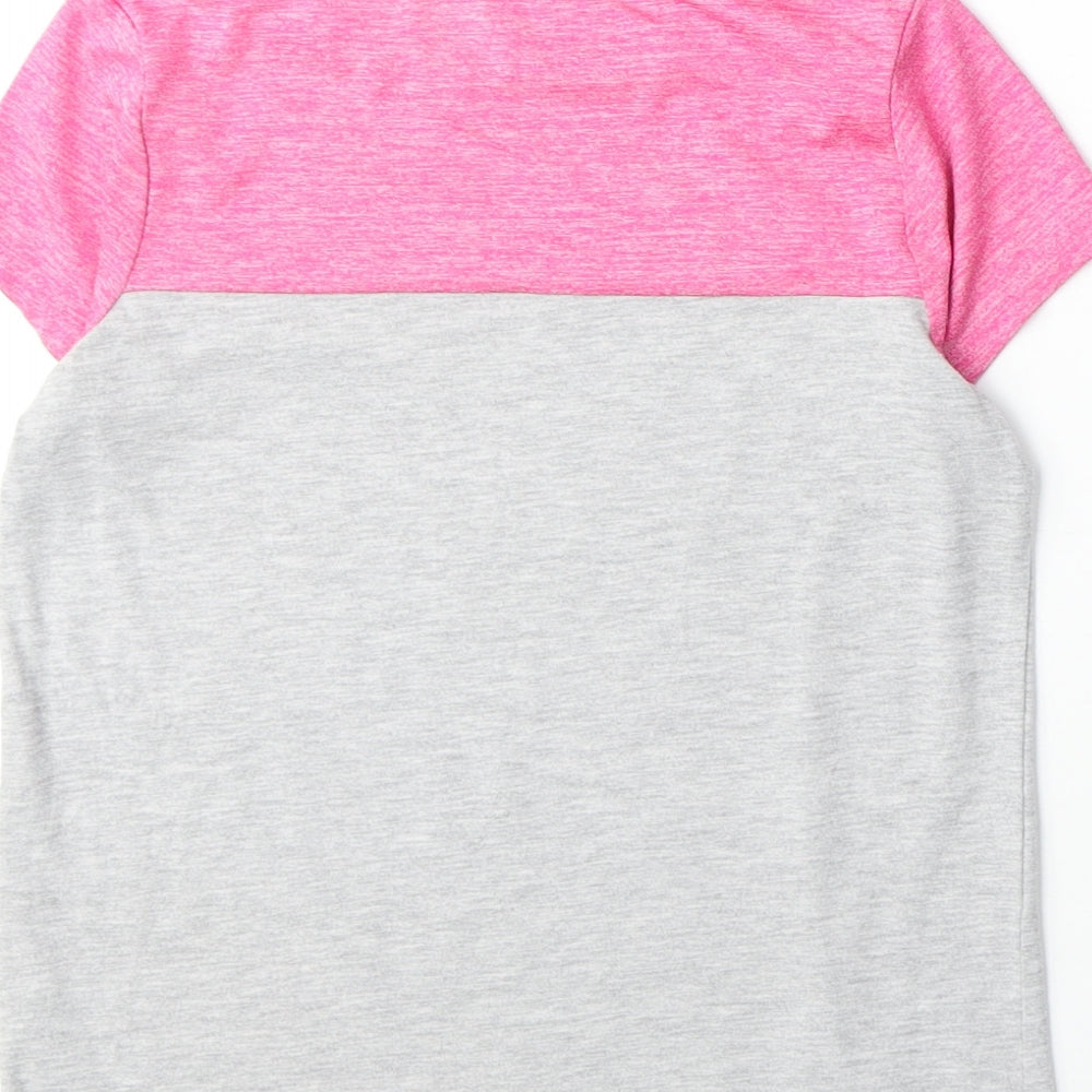 George Girls Grey Polyester Basic T-Shirt Size 10-11 Years Round Neck Pullover - New York