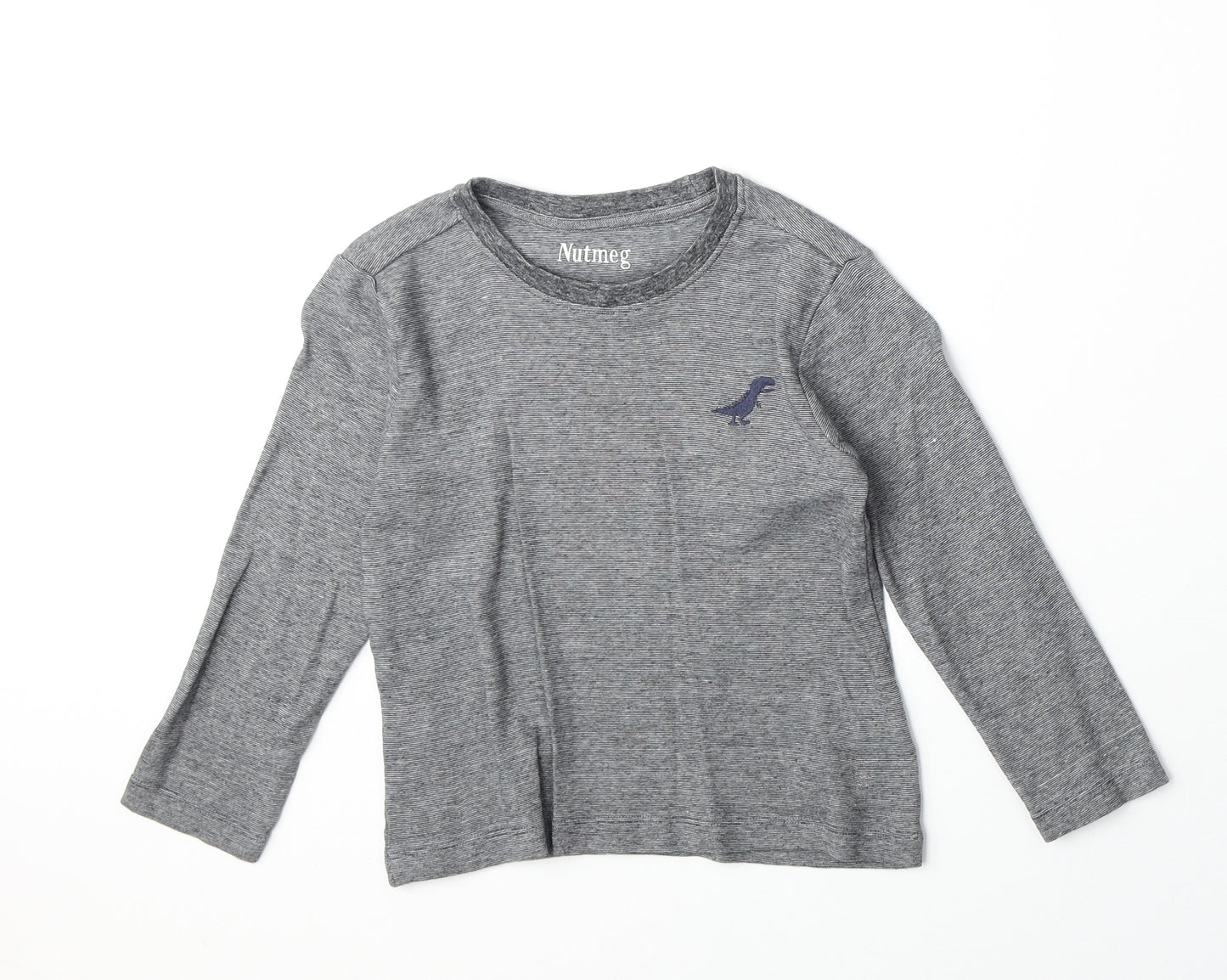Nutmeg Boys Grey Cotton Basic T-Shirt Size 4-5 Years Round Neck Pullover - Dinosaur