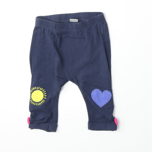 Mini Club Girls Blue Cotton Jogger Trousers Size 0-3 Months Pullover - Leggings, Sun and Heart
