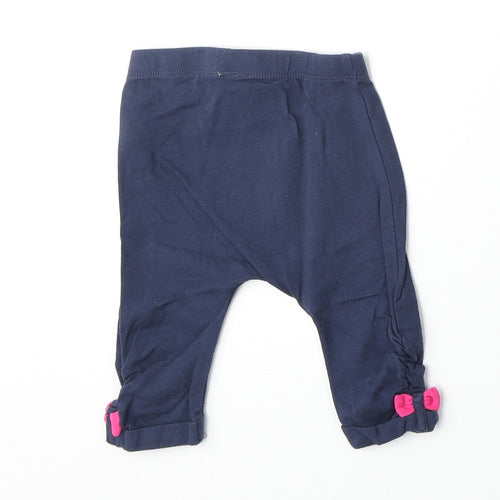 Mini Club Girls Blue Cotton Jogger Trousers Size 0-3 Months Pullover - Leggings, Sun and Heart