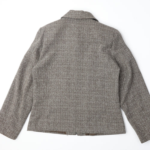 EWM Womens Brown Geometric Jacket Size 10 Zip