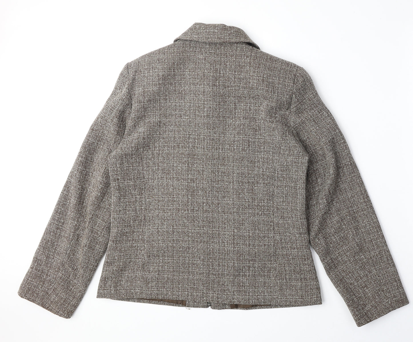 EWM Womens Brown Geometric Jacket Size 10 Zip