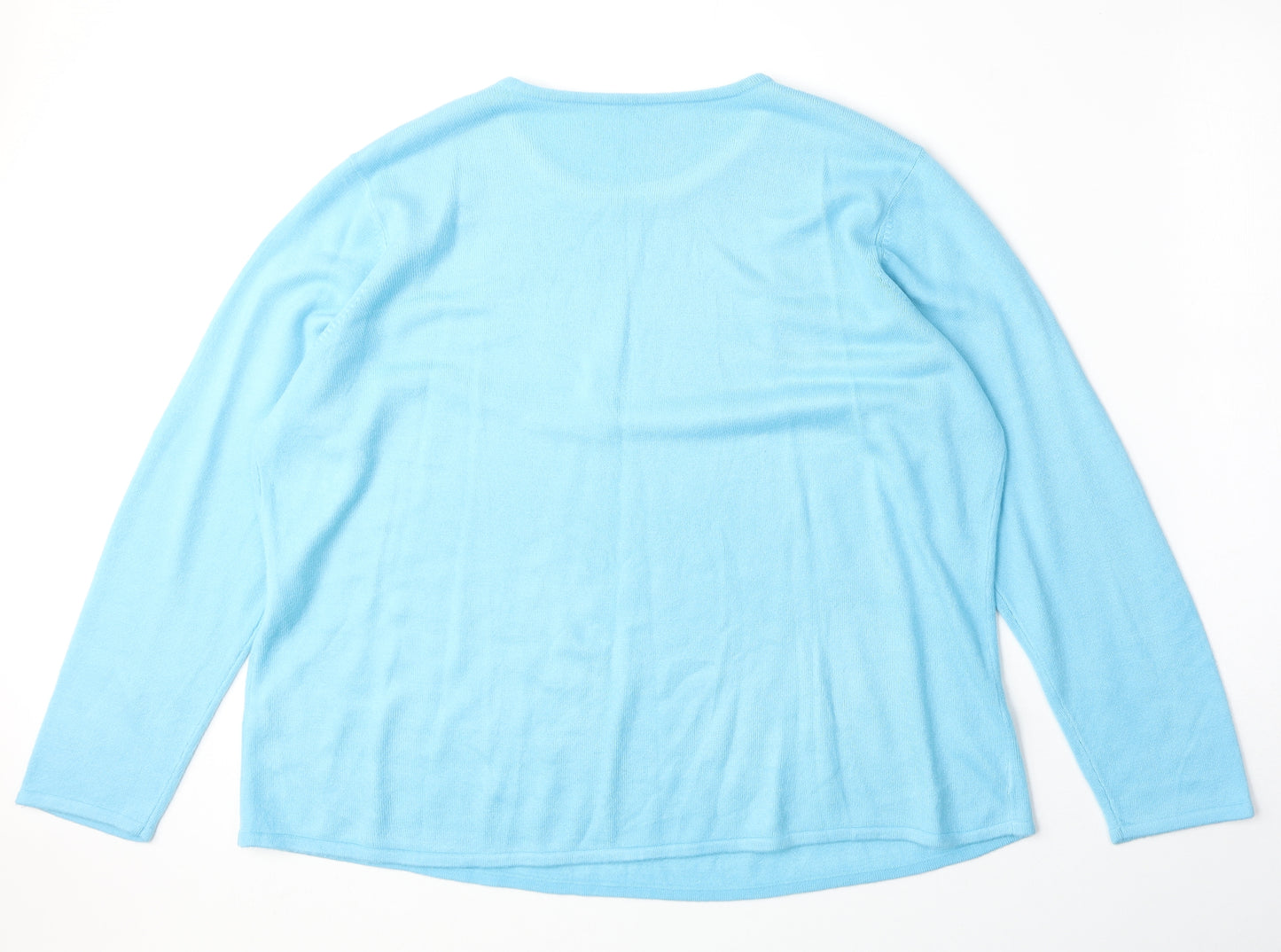Preworn Womens Blue Boat Neck Acrylic Pullover Jumper Size XL
