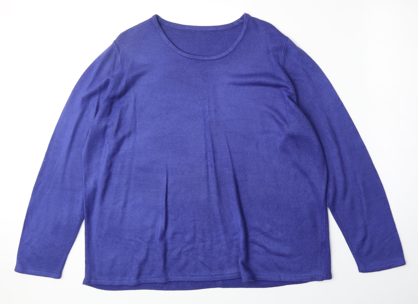 PREWOR Womens Blue Boat Neck Acrylic Pullover Jumper Size XL