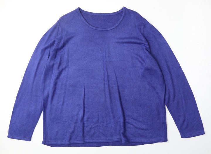 PREWOR Womens Blue Boat Neck Acrylic Pullover Jumper Size XL