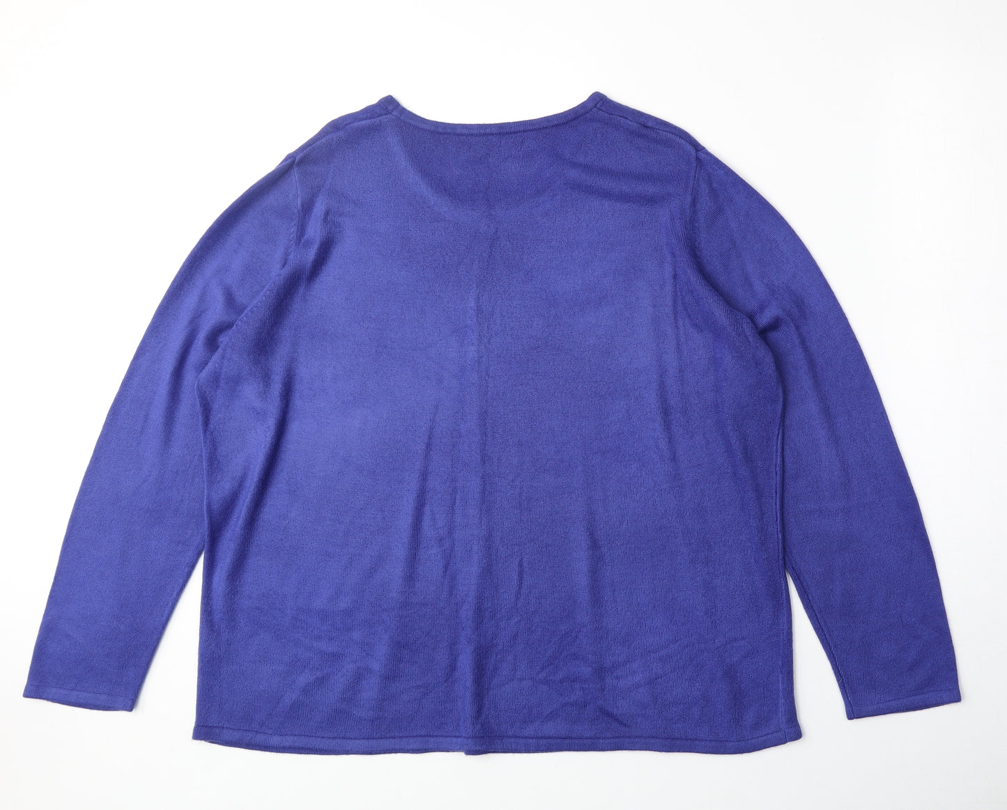 PREWOR Womens Blue Boat Neck Acrylic Pullover Jumper Size XL