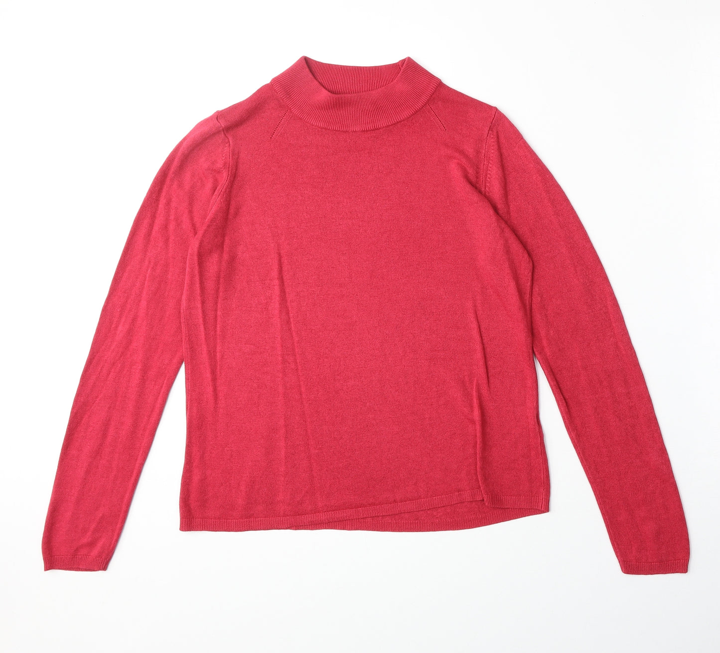 Marks and Spencer Womens Pink Mock Neck Acrylic Pullover Jumper Size 12