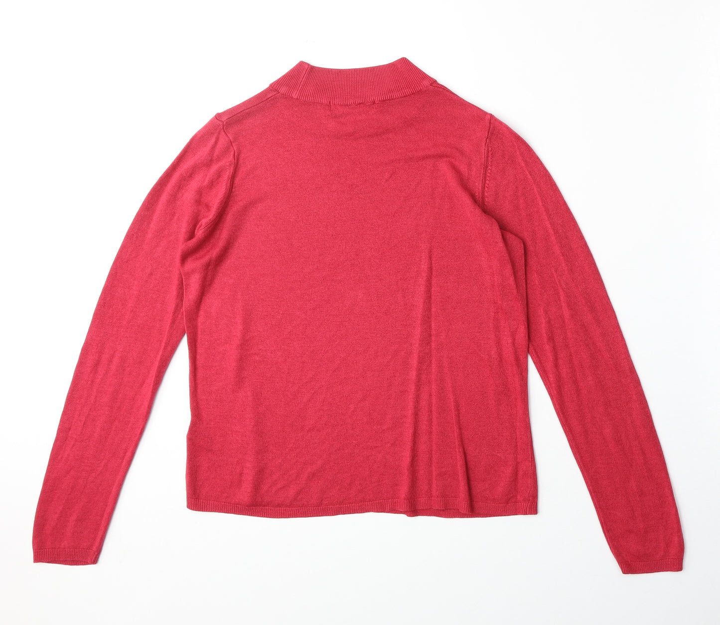 Marks and Spencer Womens Pink Mock Neck Acrylic Pullover Jumper Size 12