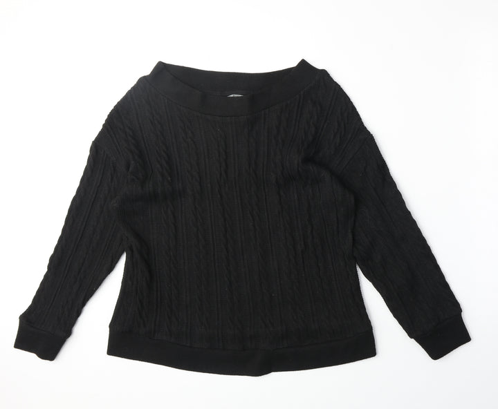 Nutmeg Womens Black Polyester Pullover Sweatshirt Size 12 Pullover - Size 12/14