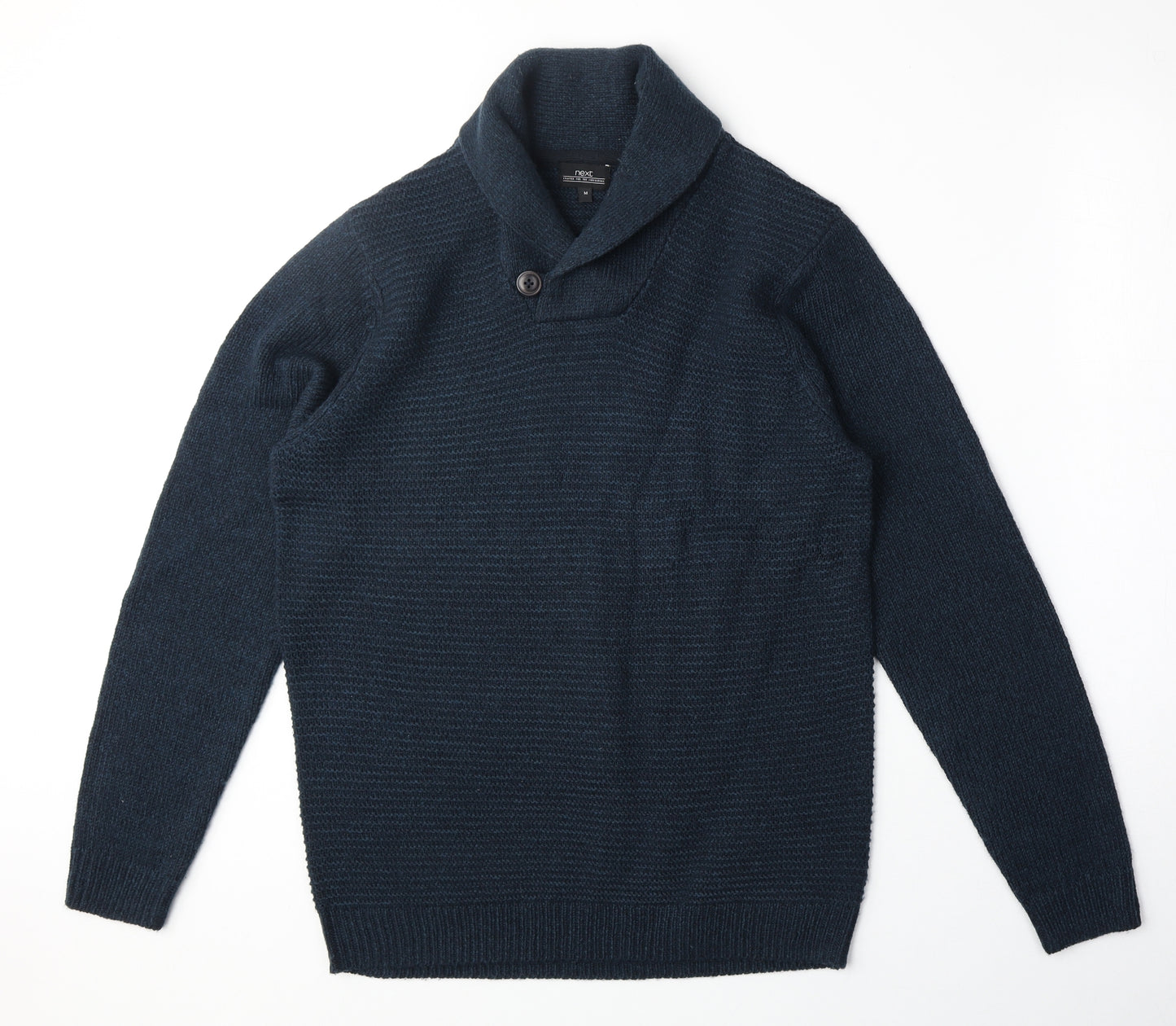 NEXT Mens Blue V-Neck Acrylic Pullover Jumper Size M Long Sleeve