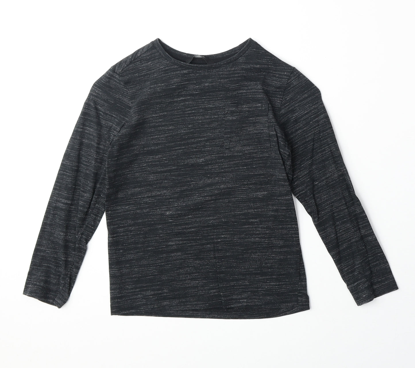 George Boys Black Cotton Basic T-Shirt Size 6-7 Years Round Neck Pullover