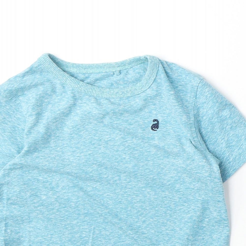 George Boys Blue Cotton Basic T-Shirt Size 6-7 Years Round Neck Pullover - Dinosaur