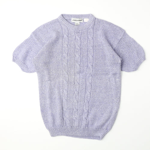 Jordanna Womens Purple Round Neck Ramie Pullover Jumper Size M
