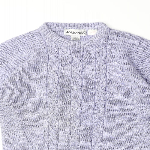 Jordanna Womens Purple Round Neck Ramie Pullover Jumper Size M