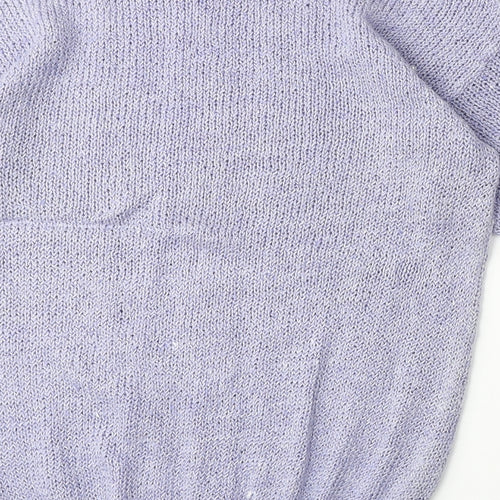 Jordanna Womens Purple Round Neck Ramie Pullover Jumper Size M