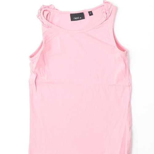 NEXT Girls Pink 100% Cotton Basic Tank Size 7 Years Round Neck Pullover