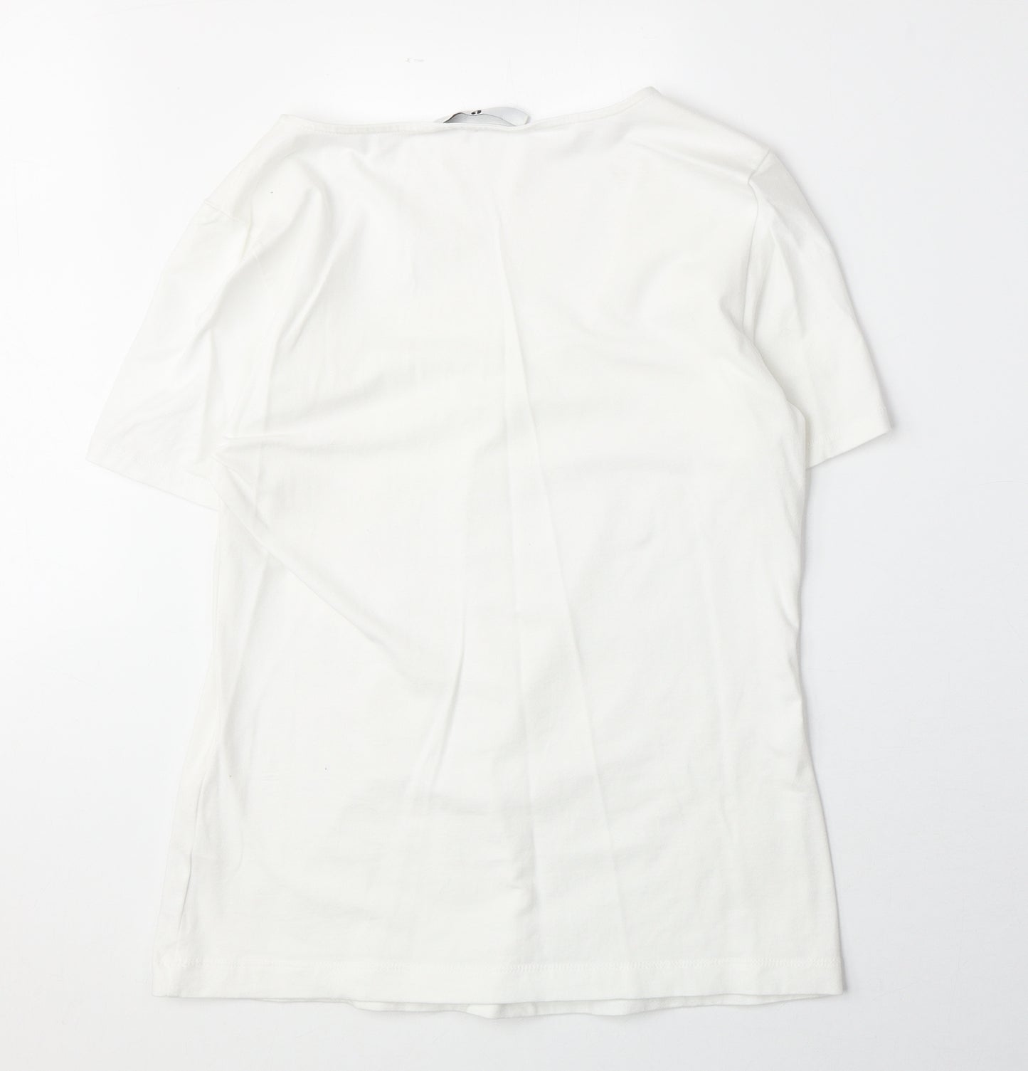 Very Womens White 100% Cotton Basic T-Shirt Size 14 Square Neck