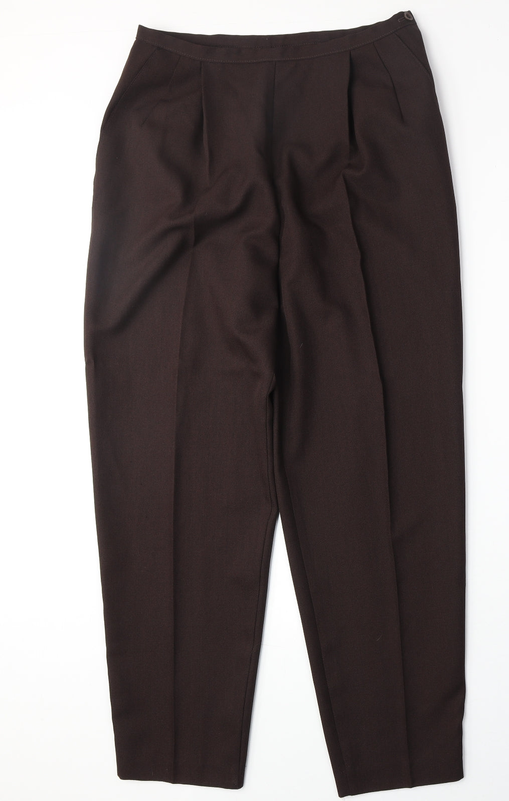 Marks and Spencer Womens Brown Polyester Trousers Size 16 Regular Zip