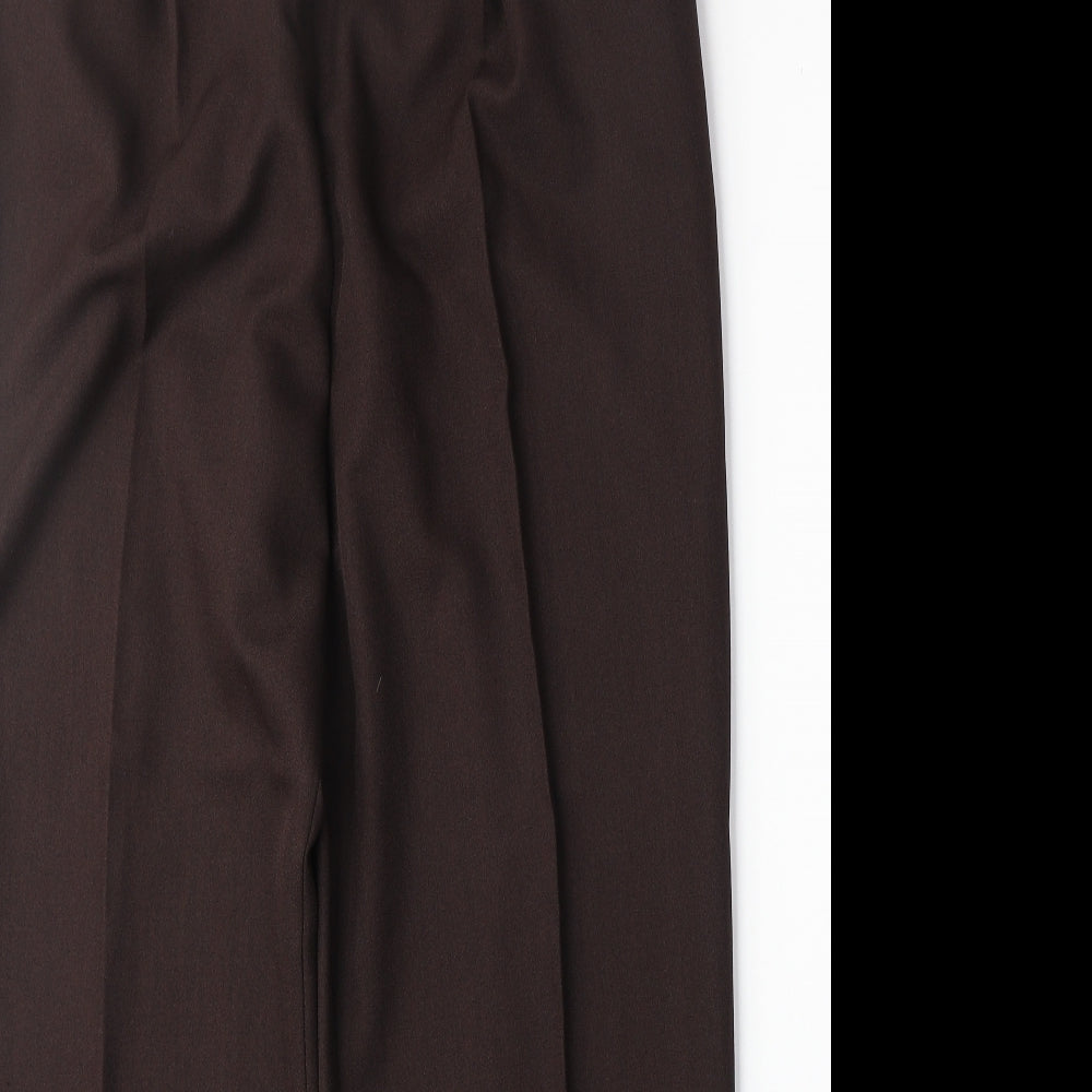 Marks and Spencer Womens Brown Polyester Trousers Size 16 Regular Zip