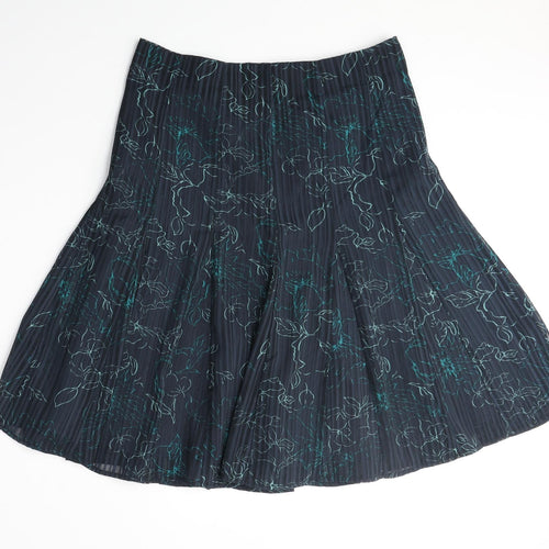 b.young Womens Black Geometric Polyester Swing Skirt Size M Zip