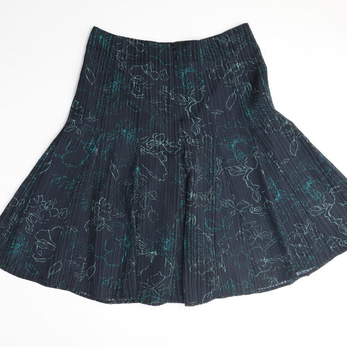 b.young Womens Black Geometric Polyester Swing Skirt Size M Zip