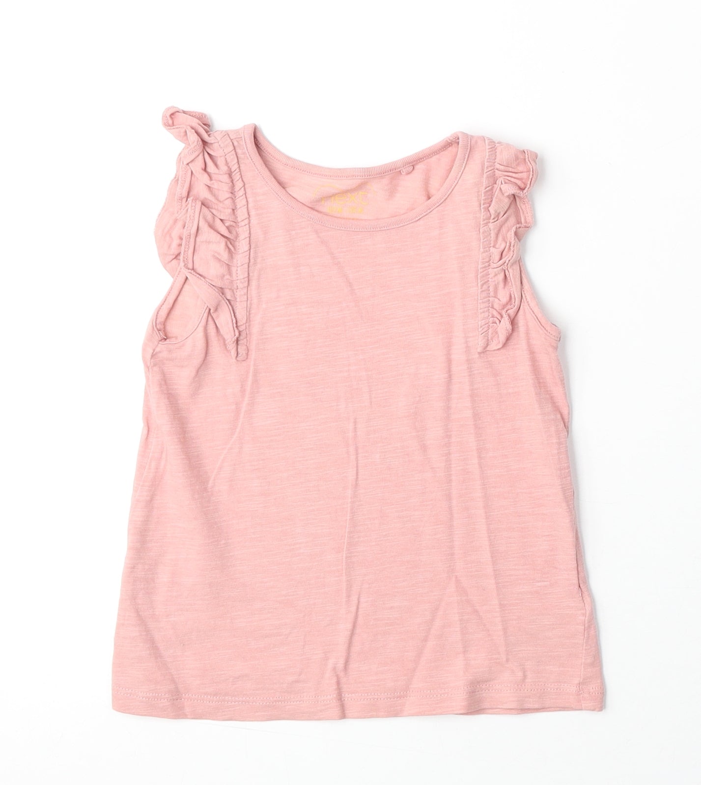 NEXT Girls Pink 100% Cotton Basic Tank Size 2-3 Years Round Neck Pullover
