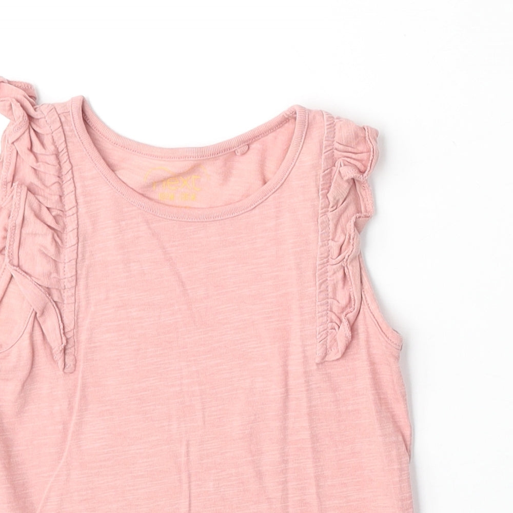 NEXT Girls Pink 100% Cotton Basic Tank Size 2-3 Years Round Neck Pullover