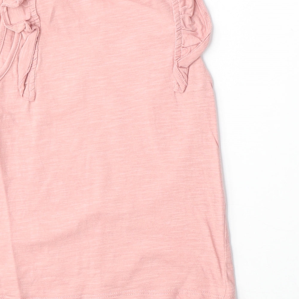 NEXT Girls Pink 100% Cotton Basic Tank Size 2-3 Years Round Neck Pullover
