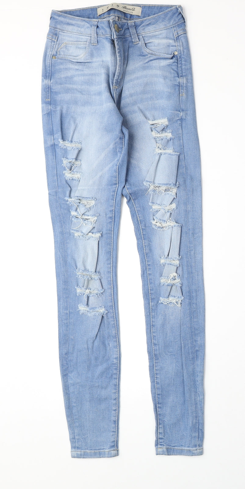 Denim & Co. Womens Blue Cotton Skinny Jeans Size 4 Regular Zip