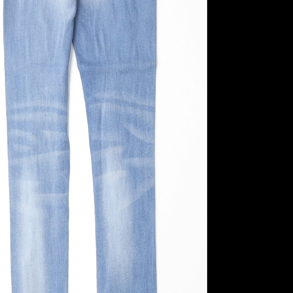Denim & Co. Womens Blue Cotton Skinny Jeans Size 4 Regular Zip