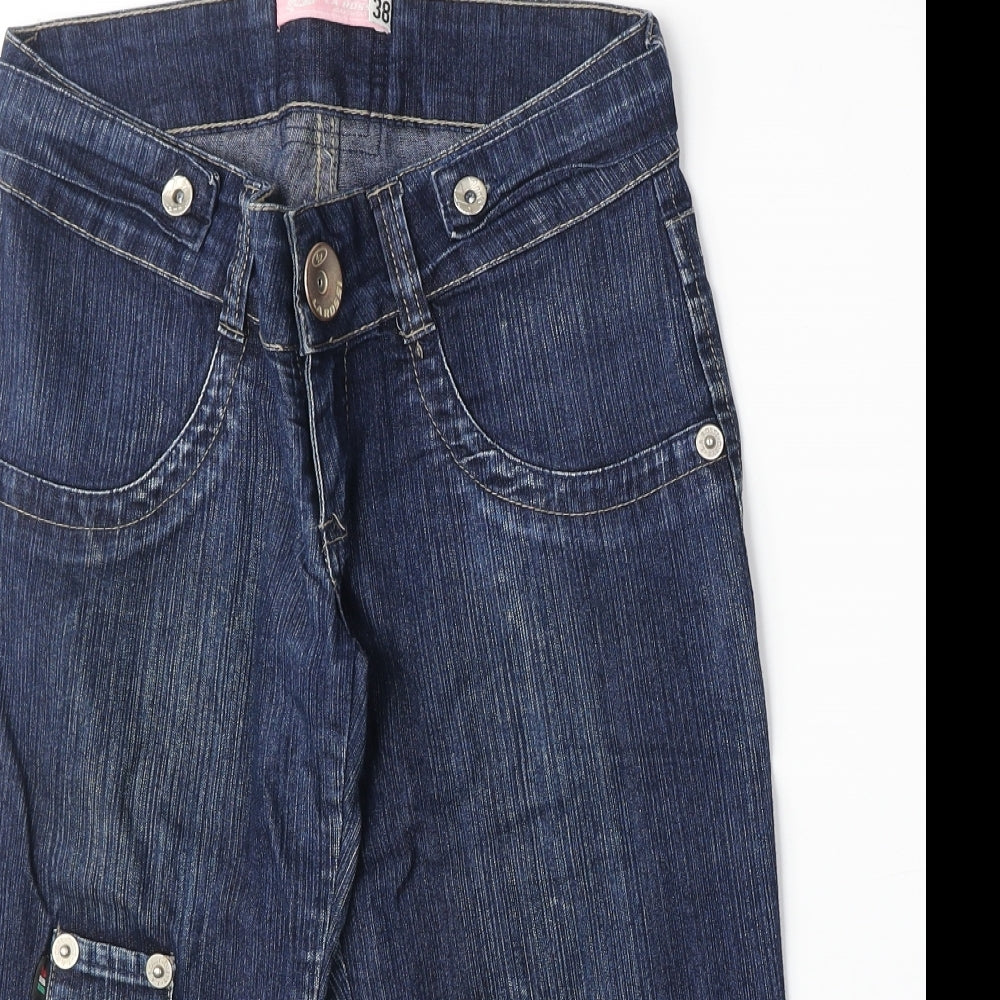 La Rossi Womens Blue Cotton Bermuda Shorts Size 38 in Regular Zip