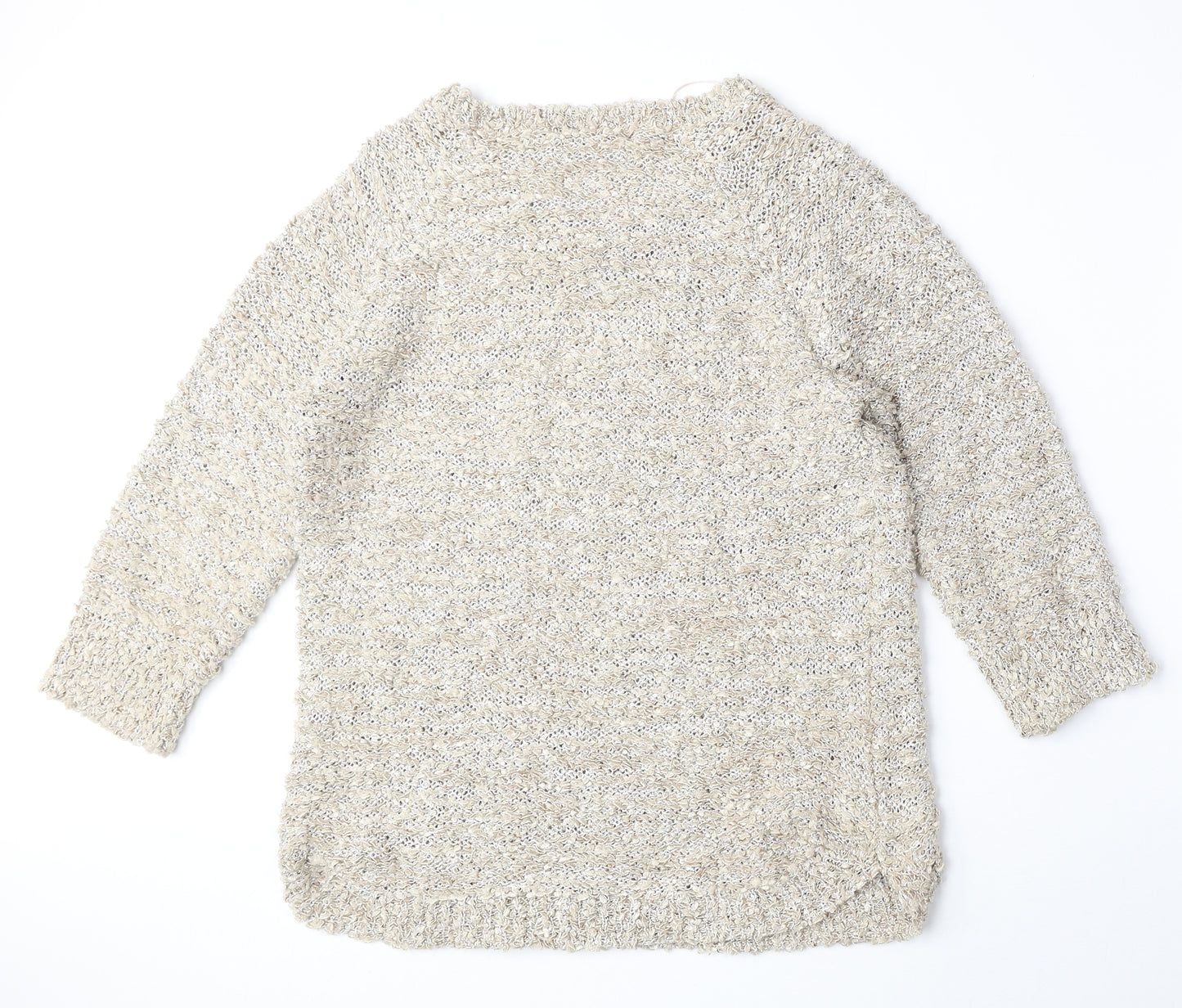 BM Collection Womens Beige Round Neck Polyester Pullover Jumper Size M